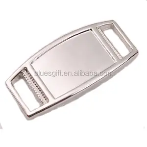 Zapatero de aleación de zinc de 11mm por 14mm, colgante de cordón rectangular de plata para decoración de zapatos, venta al por mayor