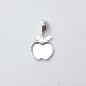 H1585-01 Rhinestone Jewelry Sterling Silver Apple Pendant Base Finding