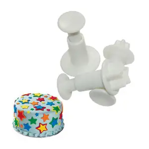 Lixsun Mini 3 Stuks Set Klassieke Cutter Embosser Cake Decoreren Bakgereedschap Fondant Suiker Ster Vorm Plunjer Snijder