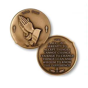 Competitive pressing iron copper plated custom metal souvenir religious prayer challenge coins