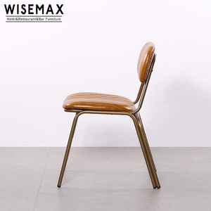 WISEMAX <span class=keywords><strong>Chaise</strong></span> de salle à manger rembourrée en <span class=keywords><strong>cuir</strong></span> <span class=keywords><strong>tubulaire</strong></span> de style moderne <span class=keywords><strong>chaise</strong></span> de café de restaurant industriel vintage en acier antique - Product Image 3