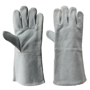 ENTE SAFETY Guantes de soldador de grado A de 14 pulgadas con guantes de seguridad de color gris