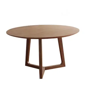 北欧现代设计餐厅家具实木圆形餐桌家用家具MDF带贴面 + 灰木框架，灰