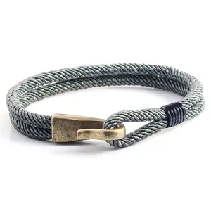 Fashion MenのNautical Braided Nylon Rope Hook Bracelet For Men