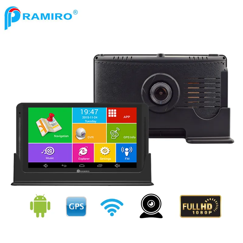 WIFI dash cam recorder 7" touch screen FHD 1080P car video camera with GPS navigation