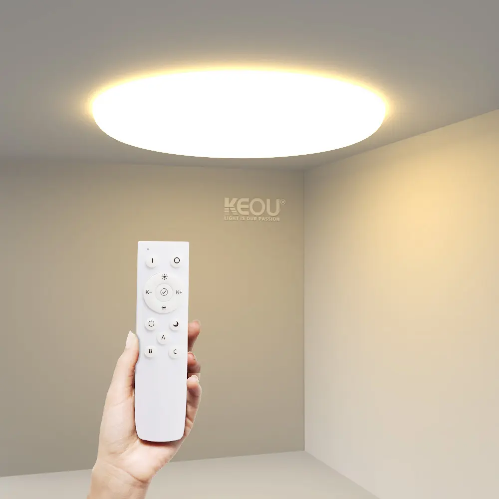 Dimmable स्मार्ट रिमोट कंट्रोल smd 3d recessed छत प्रकाश दौर 18w frameless एलईडी पैनल दीपक