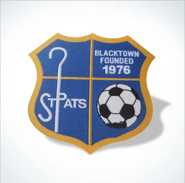 Emblema de logotipo personalizado do clube de futebol, emblema para roupas, remendo bordado, broches tecido