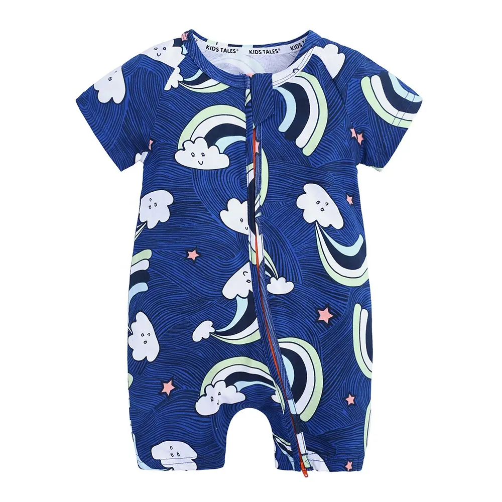 การ์ตูน cloud รูปแบบสีฟ้าพิมพ์ผู้ใหญ่เด็กทารกเสื้อผ้า romper
