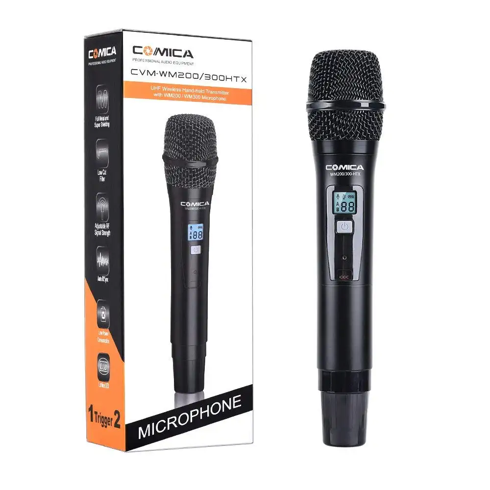 Comica UHF 96-Channel Single Wireless Handheld Transmitter for WM200/300 Transmitter connect Camcorder Camera smartphone