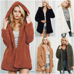 Giacca Stile Blazer da Donna alla Moda in Finta Pelliccia di <span class=keywords><strong>Visone</strong></span> <span class=keywords><strong>con</strong></span> <span class=keywords><strong>Cappuccio</strong></span>, Spessa e Ampia, <span class=keywords><strong>con</strong></span> Motivo a Quadri - Product Image 2