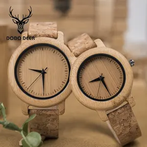 दोदो हिरण काग का पट्टा घड़ियाँ पुरुषों महिलाओं बांस लकड़ी घड़ियाँ OEM प्रेमियों घड़ी रचनात्मक उपहार के साथ कस्टम बॉक्स