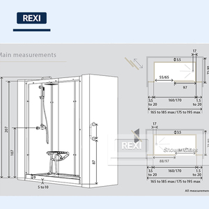 Rexi Frameless hiện đại trượt vòi hoa sen Tủ Màn hình 8mm 10mm 12mm rõ ràng cứng Tempered Kính phân vùng mở phong cách - Product Image 4