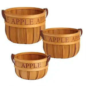 Yulin Jiafu Goedkope Ronde Fruit Apple Stencil Hout Chip Bushel Mand