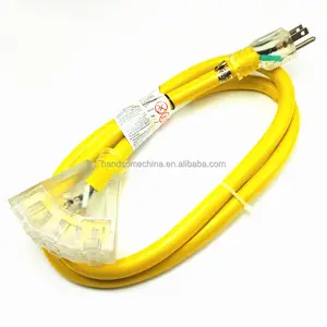 Extension Cord With Lighted Yellow Jacket 12AWG Heavy Duty 15A SJTW Contractor Extension Cord With Lighted Power Block