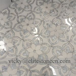 Mosaïque de fleurs <span class=keywords><strong>en</strong></span> marbre blanc de Thassos, mosaïque de fleurs <span class=keywords><strong>en</strong></span> nacre, mosaïque de pierres mélangées <span class=keywords><strong>en</strong></span> coquillages - Product Image 1