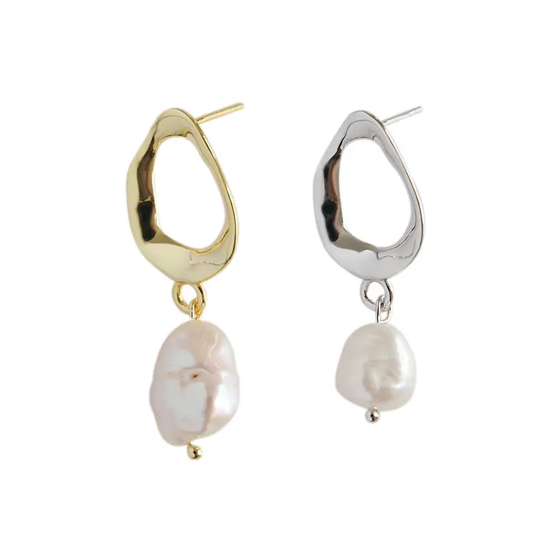 Freshwater pearl earrings 925 sterling silver fine jewelry 18K gold plated earring 2022 women