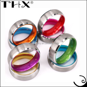 Las mujeres de los hombres nuevo azul blanco y negro tres tono anillo de tungsteno de elegir el Color anillo de tungsteno - Product Image 2