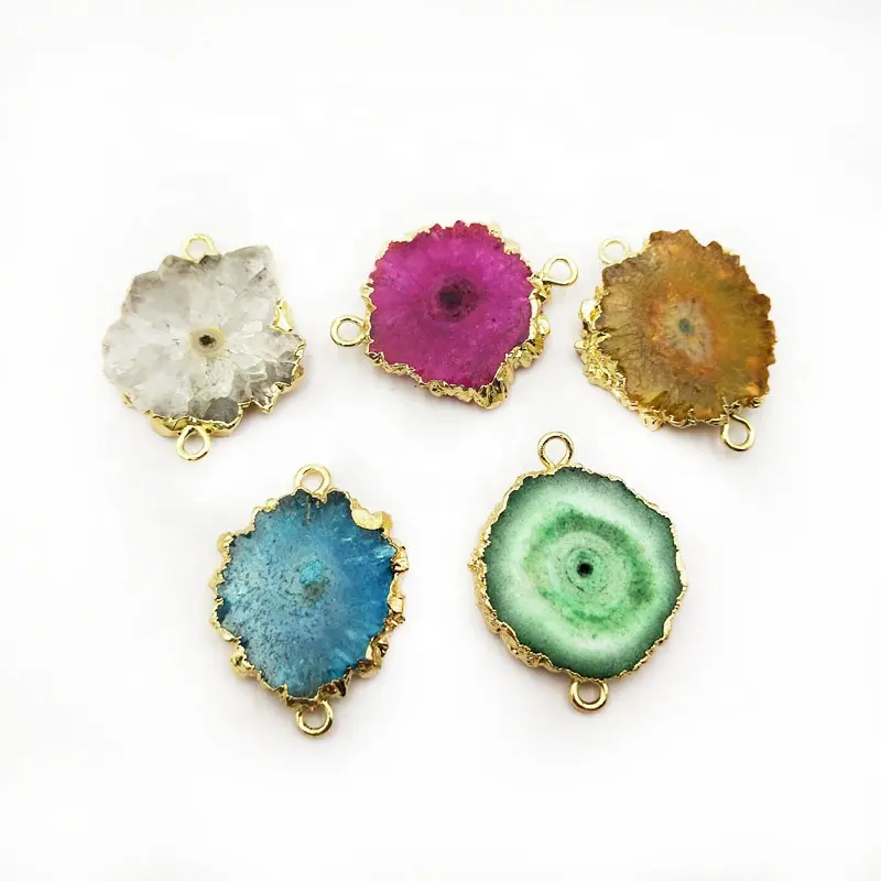 Chinese Pendants Manufacturer Natural Druzy Quartz Clusters Stone Agate Gem Geode Slices Pendants for Jewelry Making
