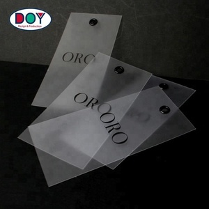 Luxury Custom Screen Print Name Logo Cloth Clear Transparent PVC <strong>Plastic</strong> Hang <strong>Tags</strong> With Metal Eyelet - Product Image 3
