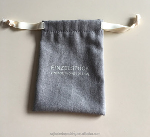 OEM tùy chỉnh đay dây rút túi với Thêu Logo tái chế bông vải bố mua sắm Pouch cho bao bì dây rút đóng cửa - Product Image 5