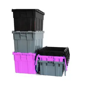 Di chuyển hộp Stackable nhựa biểu tượng tùy chỉnh cajas de plastico cung cấp Trung Quốc Nhà Máy Giá lưu trữ hộp nhựa Thùng nhựa