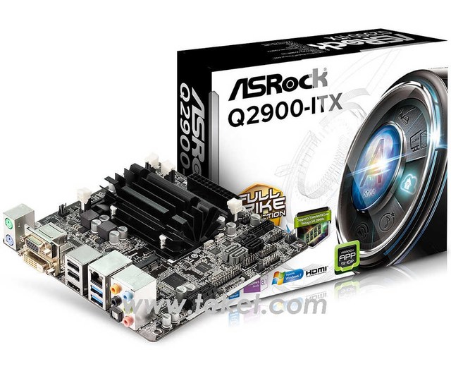 Asrock MINI-ITX Motherboard Intel Celeron Q2900 2.41Ghz with Intel HD Graphic Q2900-ITX Fanless
