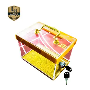 Casino Supply Golden Acrylic Cash Tips Box Poker Table Drop Box with Lock