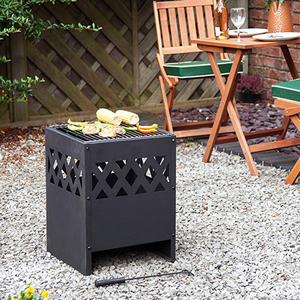 Gỗ đốt nóng xách tay BBQ brazier ngoài trời vuông firepit vườn cháy <span class=keywords><strong>Pit</strong></span> giỏ - Product Image 6