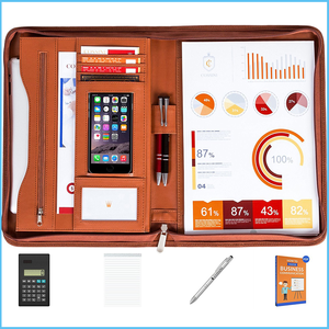 Kinh Doanh dây kéo chất kết dính da danh mục đầu tư PU da Bìa Quà Tặng tùy chỉnh thư mục tập tin với máy tính - Product Image 1