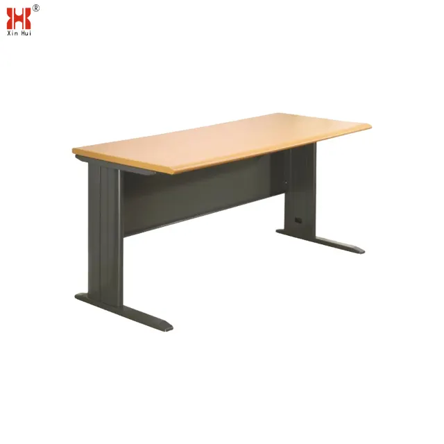 Double person single-faced steel reading desk for school library office furniture office desk with MDF desk top