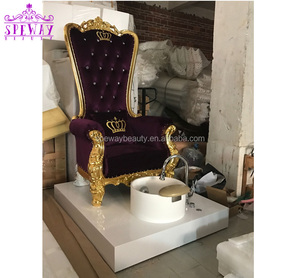 Chaise de massage des pieds spa pédicure avec lavabo blanc pour trône princesse manucure moderne et professionnelle de luxe violet - Product Image 6
