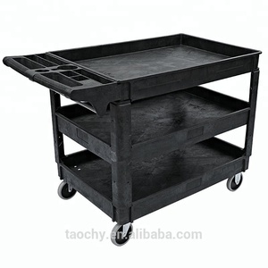 Heavy Duty Cart 2 Shelf Plastic Service Cart Heavy Duty Utility Cart