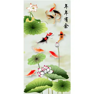 Prix usine gros diamant peinture pleine perceuse étang Lotus Koi 5d bricolage diamant peinture paysage