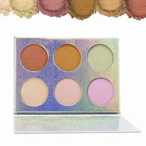 Individuelles Logo 6 Farbe Schimmer Highlighter Palette Private Label Hohe Leichter Make-Up