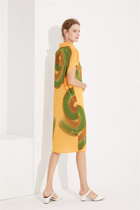 Nueva rodilla-longitud <span class=keywords><strong>de</strong></span> las <span class=keywords><strong>mujeres</strong></span> impresas plisadas estilo Africano <span class=keywords><strong>de</strong></span> las <span class=keywords><strong>mujeres</strong></span> Casual Breasted Cardigan abrigo vestido <span class=keywords><strong>de</strong></span> longitud media - Product Image 3