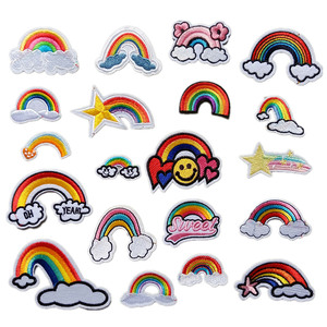 Nova Chegada <span class=keywords><strong>Patches</strong></span> Bordados Iridescentes Atacado Ferro em Pano Applique Logotipo Personalizado Arco-íris Bordado Patch para Roupas - Product Image 2