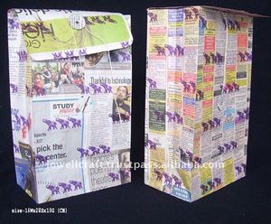 White Newspaper <b>Bags</b> Geometric Pattern <b>Medium</b> <b>Size</b> Rope Handle Handmade Gift Envelop for Daily Packaging - Product Image 5