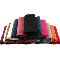 זול מחיר רגיל מוצק צבע קמטים כותנה שחור צעיף מוסלמי נשים חיג 'אב צעיף