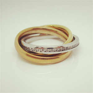 <span class=keywords><strong>Las</strong></span> nuevas mujeres Tri Color 3-en-1 banda 316L anillo de acero inoxidable conjunto - Product Image 3