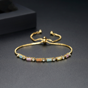 LUOTEEMI <span class=keywords><strong>Arcobaleno</strong></span> Zircone Delle Donne di Tennis Braccialetto Chain Fortunato di Fascino Ghiaccio CZ Stone Bracciale A Catena Per Le Ragazze - Product Image 5