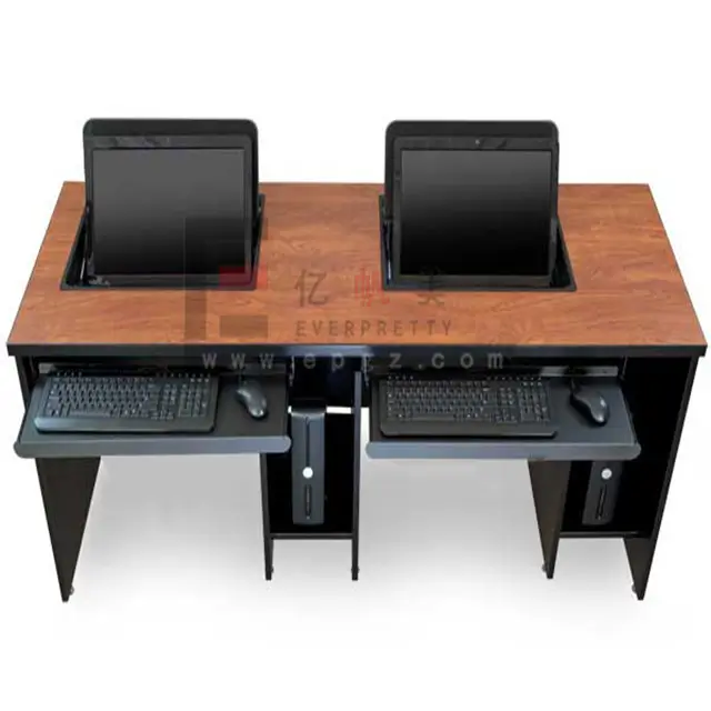 School Furniture Classroom Folding Computer Table Double Swivel Computer Desk for Student Use