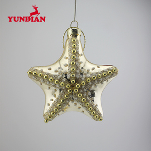 Suministro de fábrica, venta al por mayor, colgante blanco soplado, estrella de cristal de Navidad - Product Image 4