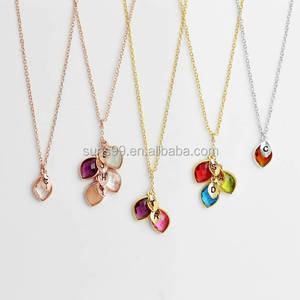 Collar inicial con piedra para mamá Declaración de San Valentín regalo personalizado collar Árbol de la familia - Product Image 3