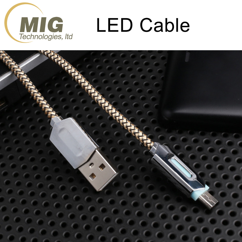 LED Tressé Micro USB Câble de Charge Android Câble pour Galaxy S7/S8 mobile téléphone Données câbles 2A charge rapide