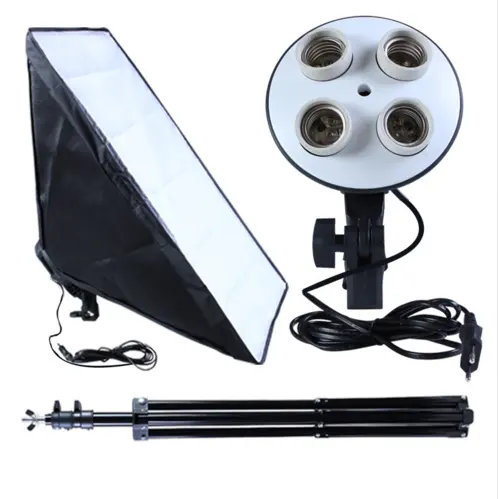 Attrezzature fotografiche Photo Studio Soft Box Kit Video A quattro capped del Supporto Della Lampada di Illuminazione + 50*70 cm Softbox foto Box