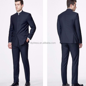 Abiti da uomo su misura per uomo Blazer in stile cinese con colletto mandarino abiti alti fatti su misura giacca + pantaloni - Product Image 2