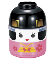 Boîte à déjeuner pour enfants japonais Boîte à bento Poupée Geisha Poupée Kokeshi Conteneur alimentaire à deux étages