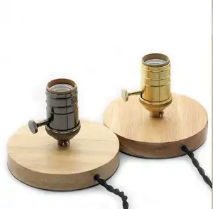 Support de lampe rond en bois et métal, lampe de Table, Style rétro et Simple, Vintage