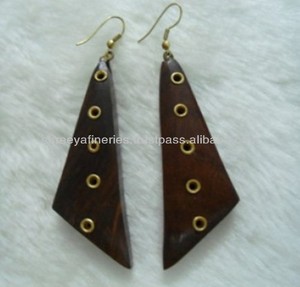 Pendientes de aro de madera, joyería de moda - Product Image 2