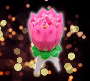 Lilin Lotus Musik Kue Ulang Tahun, Mekar Secara Elektronik
